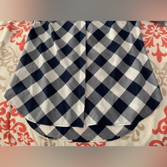 NWT Crown & Ivy Curvy Cotton Navy & White Checked Essential Shirt Size 0X - Picture 8 of 9